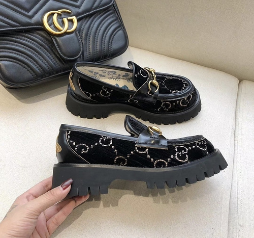 Gucci 2022 spring and autumn new thick-bottomed loose cake little bee Lefu shoes female 35-40_ male 40-45_-a1ac3045